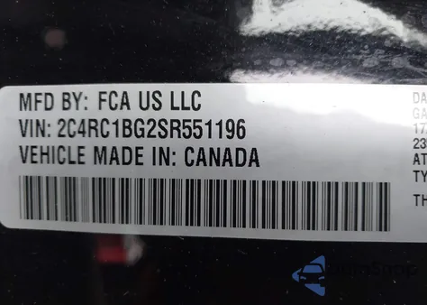 2025 Chrysler Pacifica Select from USA, damaged, VIN 2C4RC1BG2SR551196